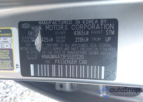 2015 Kia Optima Lx z USA, uszkodzony, nr VIN KNAGM4A73F5537220